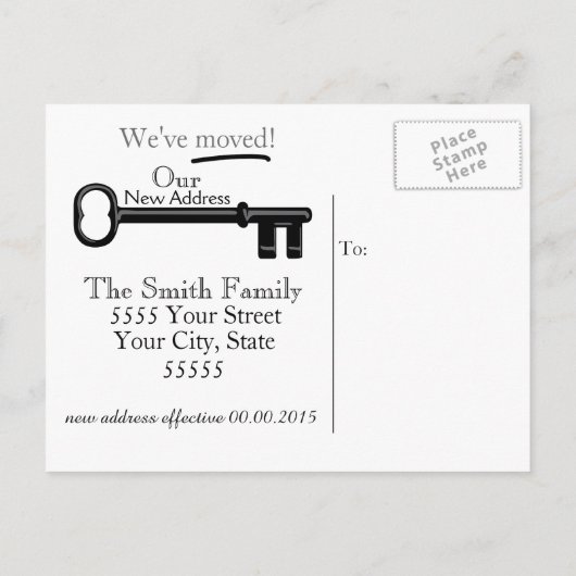 住所はがきの滑稽な変更 案内ポストカード (裏面)