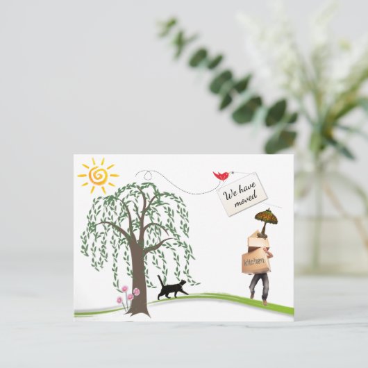 住所はがきの滑稽な変更 案内ポストカード (スタンド正面)