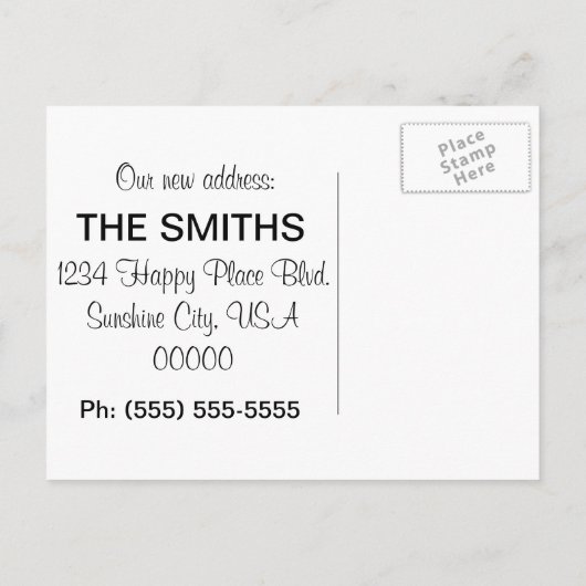 住所はがきの灯台とカモメの変更 案内ポストカード (裏面)