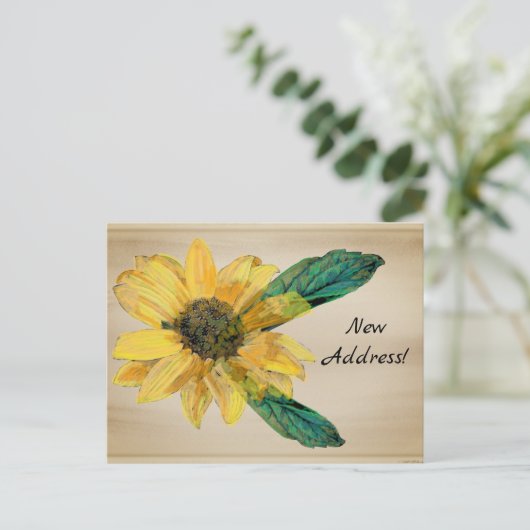 住所はがきの黄色ひまわり変更 ポストカード (スタンド正面)