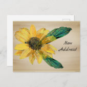 住所はがきの黄色ひまわり変更 ポストカード (正面/裏面)