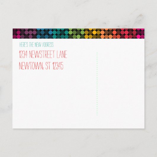 住所はがきカスタムの虹色ユニコーンの変更 案内ポストカード (裏面)