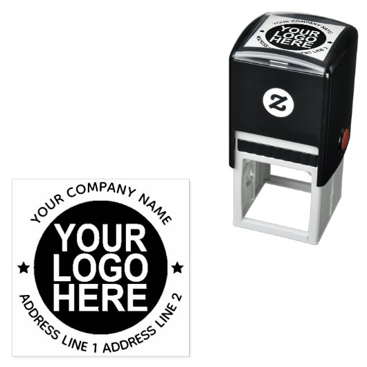 住所を付けた丸い自己手書き返却用ロゴスタンプ セルフインキングスタンプ (インサイチュ)