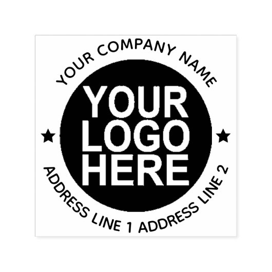 住所を付けた丸い自己手書き返却用ロゴスタンプ セルフインキングスタンプ (デザイン)