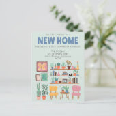 住所を変更かわいいリビングルームに移動 ポストカード (スタンド正面)