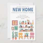 住所を変更かわいいリビングルームのカード 招待状 (正面)