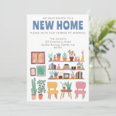 住所を変更かわいいリビングルームのカード 招待状 (スタンド正面)