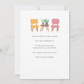 住所を変更かわいいリビングルームのカード 招待状 (裏面)