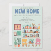 住所を変更かわいいリビングルームのカード 招待状 (正面)