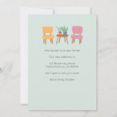 住所を変更かわいいリビングルームのカード 招待状 (裏面)