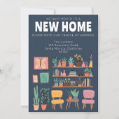 住所を変更かわいいリビングルームのカード 招待状 (正面)