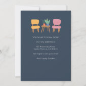 住所を変更かわいいリビングルームのカード 招待状 (裏面)