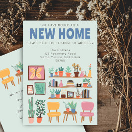 住所を変更かわいいリビングルームのカード 招待状