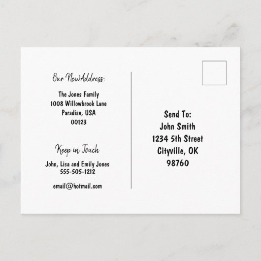 「住所を変更する」注カスタマイズ文 案内ポストカード (裏面)