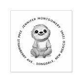 住所を書いたシャツを着た、かわいい笑顔のナマズ セルフインキングスタンプ (デザイン)