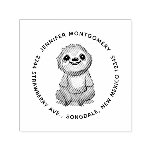 住所を書いたシャツを着た、かわいい笑顔のナマズ セルフインキングスタンプ (デザイン)