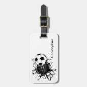 住所を破裂させるサッカーボール ラゲッジタグ (正面縦)