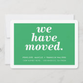 住所を緑モダンミニマルに変えた 案内状 (正面)