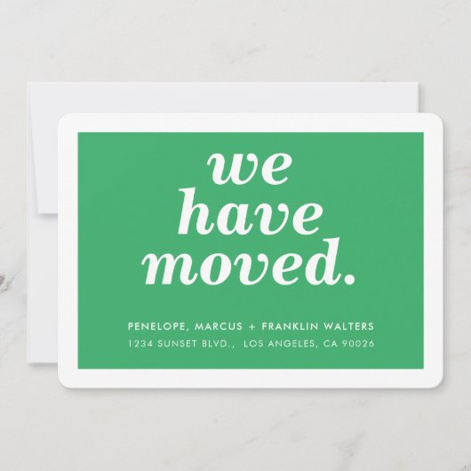 住所を緑モダンミニマルに変えた 案内状 (正面)