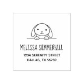 住所を覗きこむかわいいウサギ ラバースタンプ (インプリント)