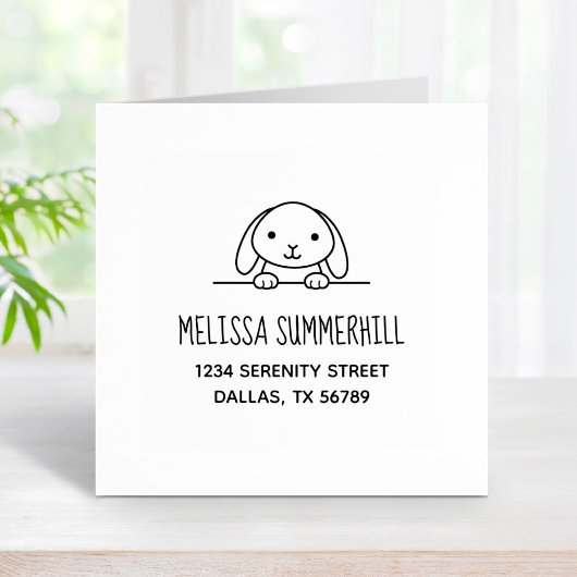 住所を覗きこむかわいいウサギ ラバースタンプ