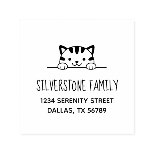 住所を覗きこむかわいい猫 セルフインキングスタンプ (デザイン)