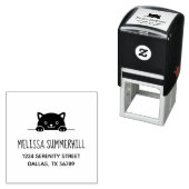 住所を覗きこむかわいい黒猫 セルフインキングスタンプ (インサイチュ)