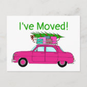 住所アナウンス紫色の車のクリスマスプレゼント ポストカード (正面)