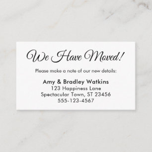 住所エレガントの変更をシンプル行った エンクロージャーカード