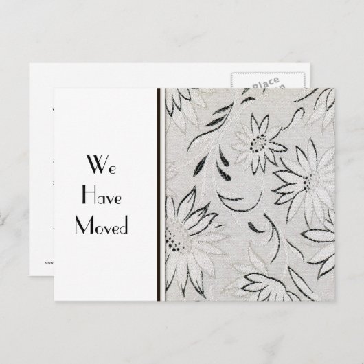 住所エレガントテンプレートの白黒の変更 案内ポストカード (正面/裏面)