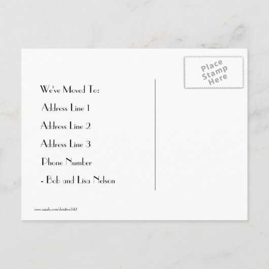 住所エレガントテンプレートの白黒の変更 案内ポストカード (裏面)