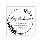 住所エレガント付き葉 ラバースタンプ (インプリント)