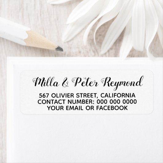 住所エレガント情報白黒 ラベル (インサイチュ)