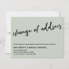 住所カジュアルの手書き変更Sage Green ノートカード