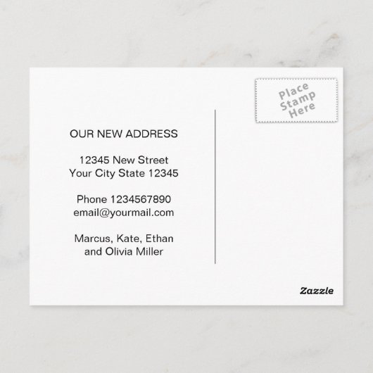 住所カスタムの一文字変更はがき移動 ポストカード (裏面)