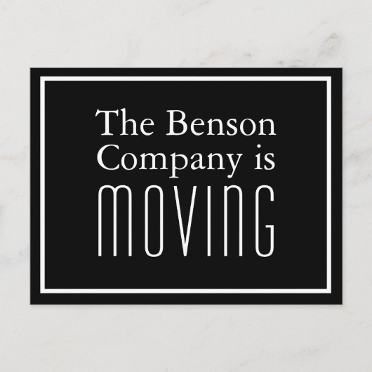 住所カスタムBW移動のビジネスモダン変更 案内ポストカード (正面)