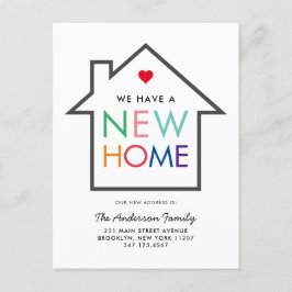 住所カラフルの新しい自宅変更の移動 案内ポストカード