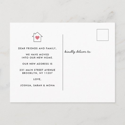 住所カラフルの新しい自宅変更の移動 案内ポストカード (裏面)