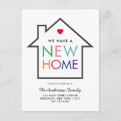 住所カラフルの新しい自宅変更の移動 案内ポストカード (正面)