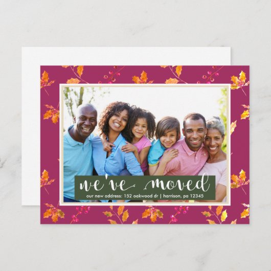 住所カラフルの植物写真の変更 案内ポストカード (正面/裏面)