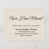 住所シンプルの変更を移動したクリーム エンクロージャーカード (正面/裏面)