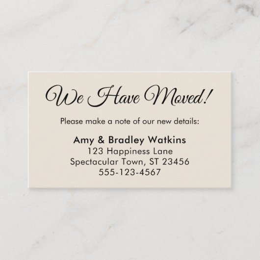 住所シンプルの変更を移動したクリーム エンクロージャーカード (正面)