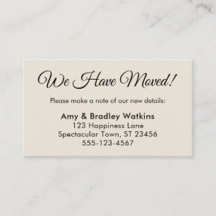 住所シンプルの変更を移動したクリーム エンクロージャーカード