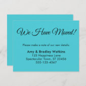 住所シンプルの変更を移転したターコイズ エンクロージャーカード (正面/裏面)