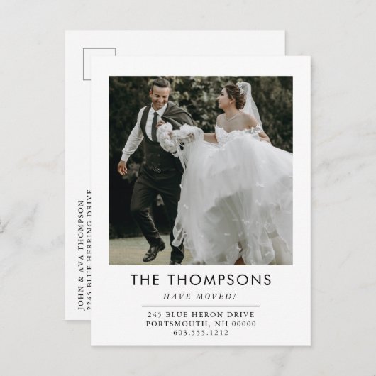 住所シンプルの引っ越しました変更の写真の移動 案内ポストカード (正面/裏面)