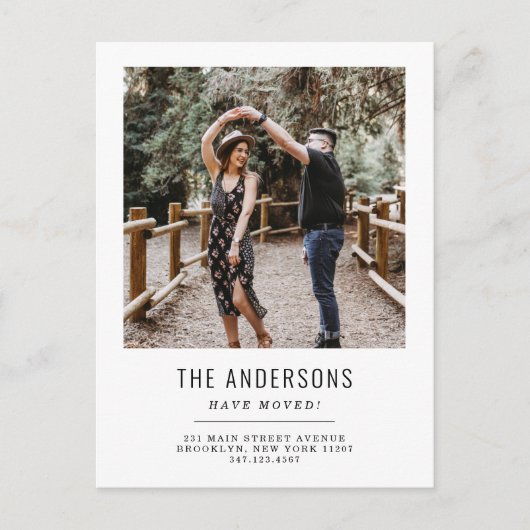 住所シンプルの引っ越しました変更の写真の移動 案内ポストカード (正面)