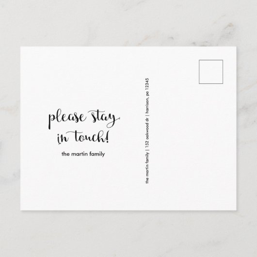 住所シンプル写真のエレガントと変更 案内ポストカード (裏面)