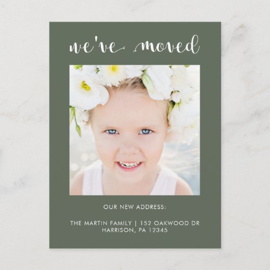 住所シンプル写真のエレガントと変更 案内ポストカード (正面)