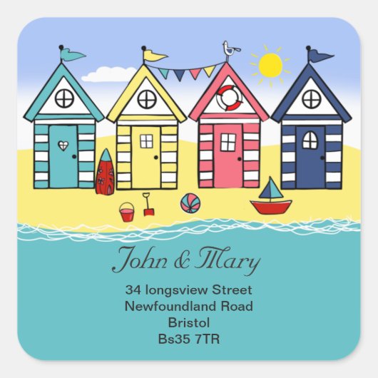 住所シールの変更ビーチ小屋 スクエアシール (正面)
