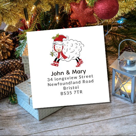 住所シールの変更 | クリスマス・ヒツジ スクエアシール